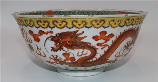 Chinese iron red dragon, Kangxi mark (a.f)